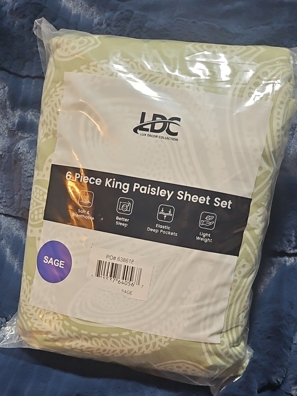 NWT LDC Sage Paisley King Sheet Set